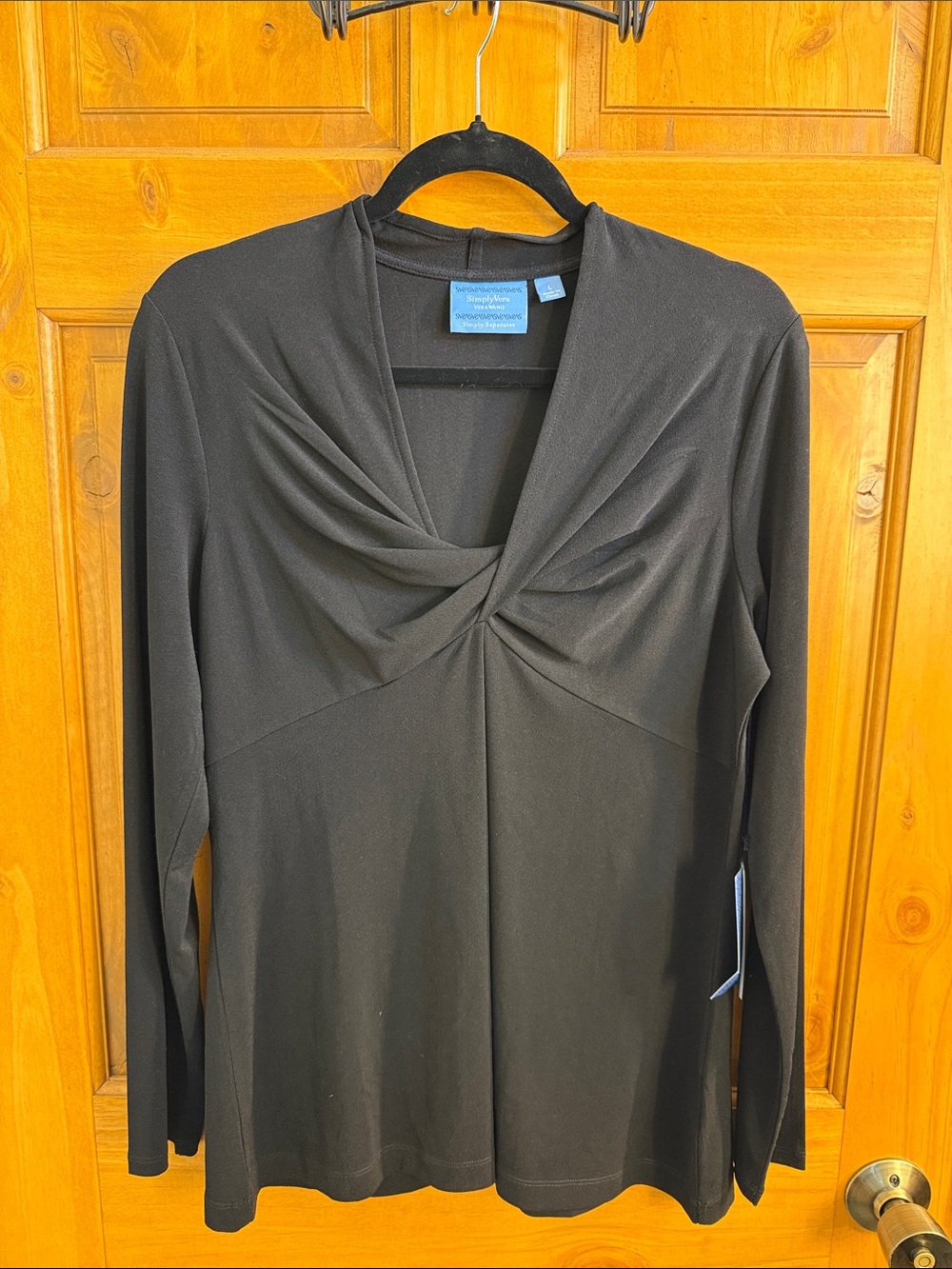 Simply Vera Vera Wang Black Twist-Front Long Sleeve Top